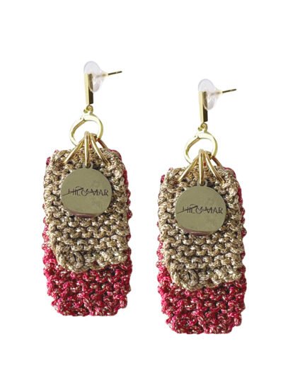 DOUBLE EARRINGS WITH CHARMS | FUCHSIA & GOLD