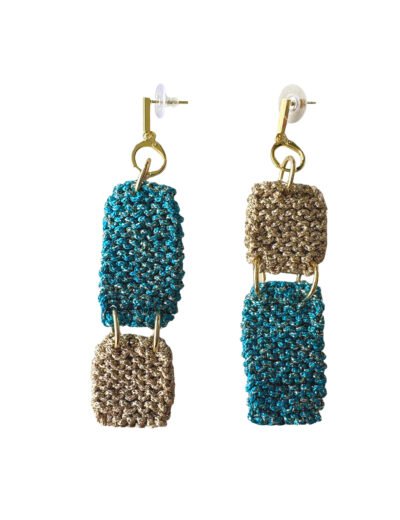 LONG EARRINGS WITH CHARMS | BLUE & GOLD