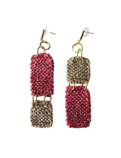 LONG EARRINGS WITH CHARMS | FUCHSIA & GOLD